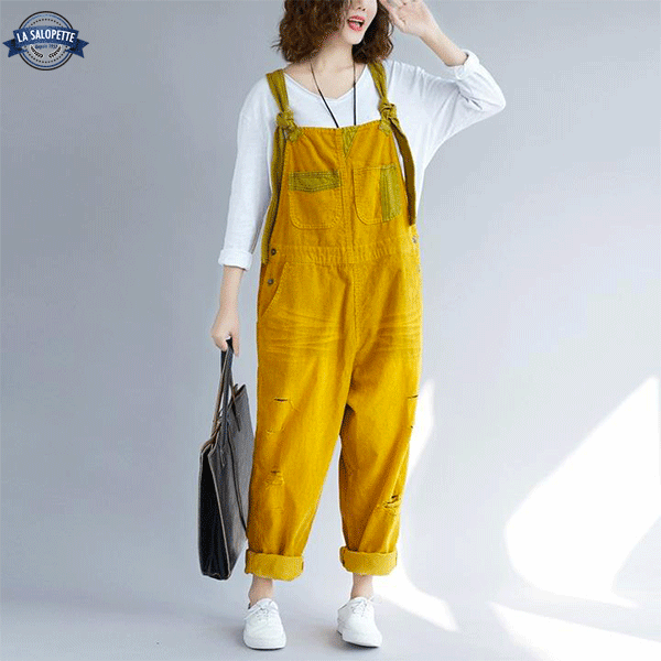 Denimhängselbyxor Gul Canary Hipster