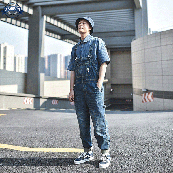 Denimhängselbyxor gatuanda