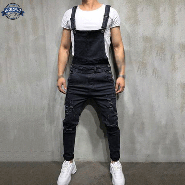 Denimhängselbyxor Svart Sizy Man