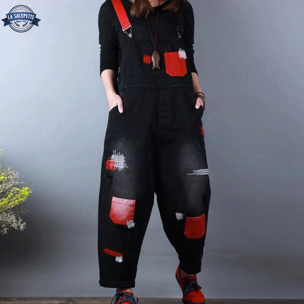 Denimhängselbyxor Svart Kyoto
