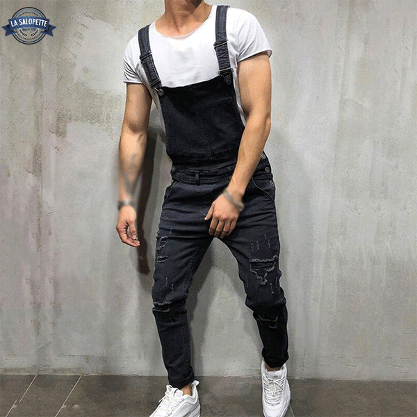 Denimhängselbyxor Svart Sizy Man