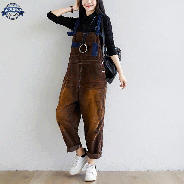 Denimhängselbyxor Tawny Brown
