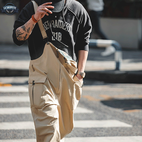 Arbetshängselbyxor Oversized beige