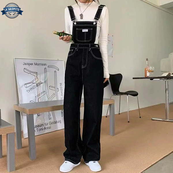 Denimhängselbyxor Utsvängda byxor