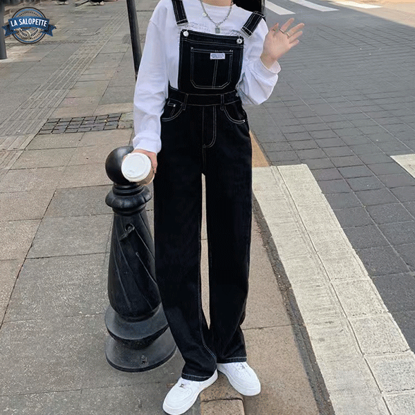 Denimhängselbyxor Utsvängda byxor