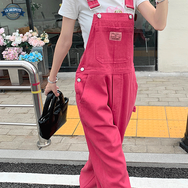 Denimhängselbyxor Rosa Lina