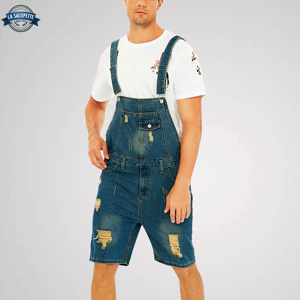 Korta hängselbyxor Trasiga jeans