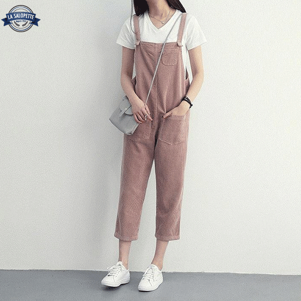 Vintage Hängselbyxor Candy Pink Sammet