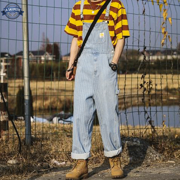 Vintage Hängselbyxor Striped Man Duffle