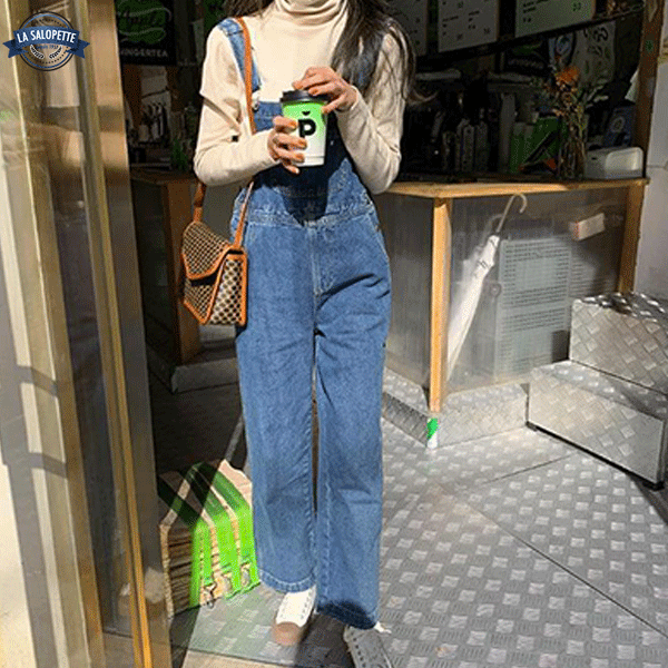 Denimhängselbyxor Blå Denim Milano